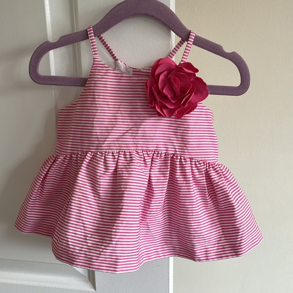 12-18M Janie and Jack Pink Striped Peplum Top